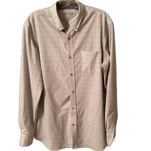 AGE OF WISDOM MENS MEDIUM WHITE BLUE MICRO DOT BUTTON DOWN FLIP CUFF SHIRT